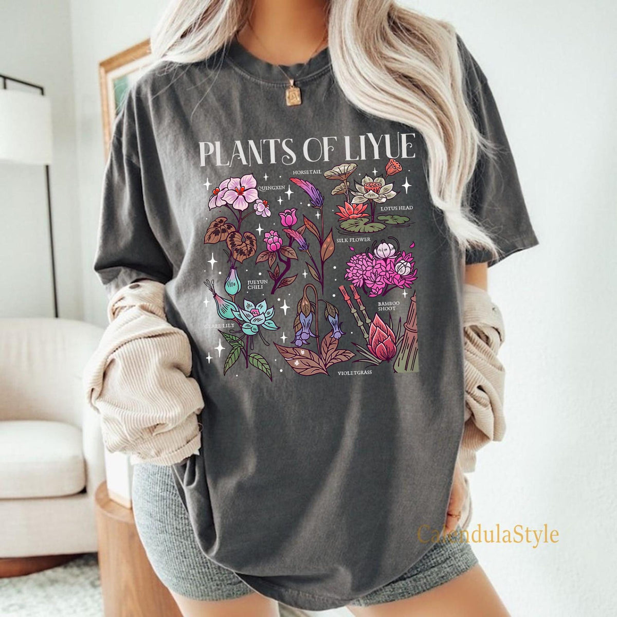 Plants of Liyue Tee, Floral Game Lover Tee, Wildflower Genshin T Shirt, Genshin Flower Shirt, Genshin Imapact Shirt, Comfort Colors Shirt