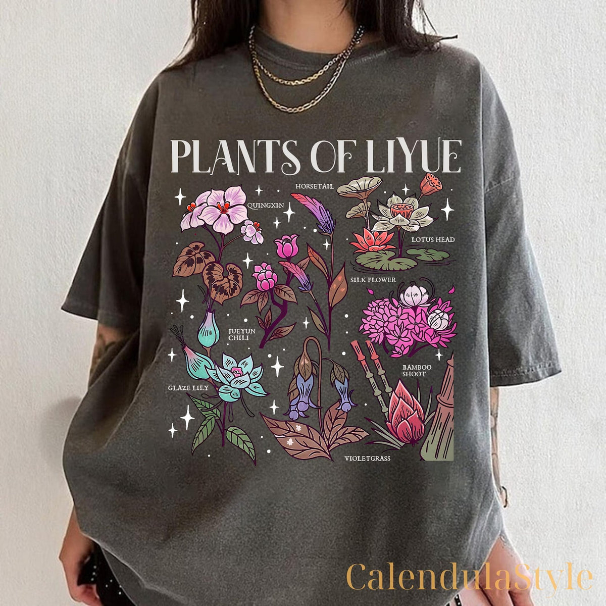 Plants of Liyue Tee, Floral Game Lover Tee, Wildflower Genshin T Shirt, Genshin Flower Shirt, Genshin Imapact Shirt, Comfort Colors Shirt