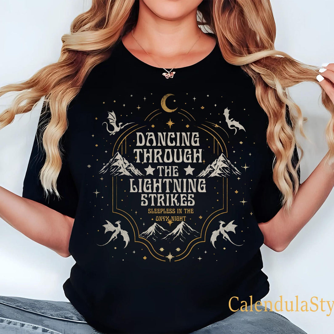 Onyx Storm Shirt, Dancing Through The Lightning Strikes, Fourth Wing Dragon Shirt, Dragon Lover Gift, Fourth Wing Inspired Tee, Fly Or Die