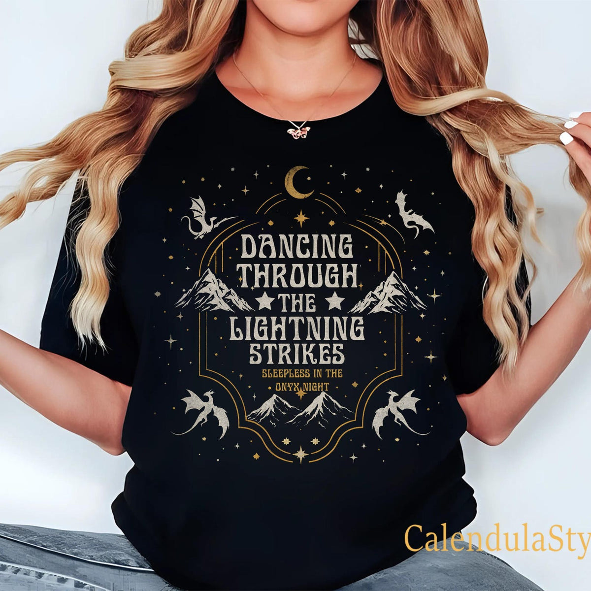 Onyx Storm Shirt, Dancing Through The Lightning Strikes, Fourth Wing Dragon Shirt, Dragon Lover Gift, Fourth Wing Inspired Tee, Fly Or Die