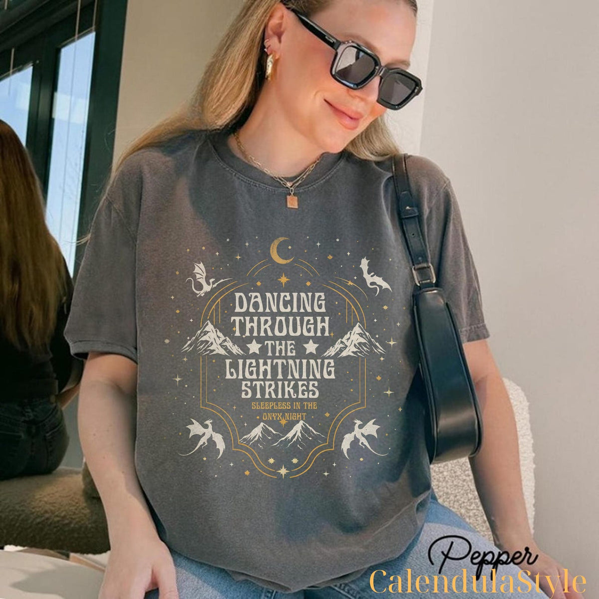 Onyx Storm Shirt, Dancing Through The Lightning Strikes, Fourth Wing Dragon Shirt, Dragon Lover Gift, Fourth Wing Inspired Tee, Fly Or Die