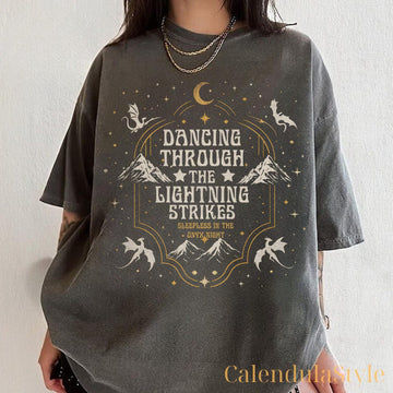 Onyx Storm Shirt, Dancing Through The Lightning Strikes, Fourth Wing Dragon Shirt, Dragon Lover Gift, Fourth Wing Inspired Tee, Fly Or Die