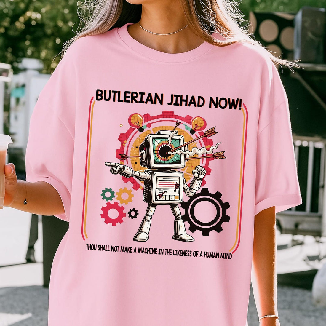 Butlerian Jihad Now Shirt, 80s Sci-Fi T-shirt, Anti-Tech Luddite Tee, Anti AI, Robot War Shirt, Comfort Color Tshirt