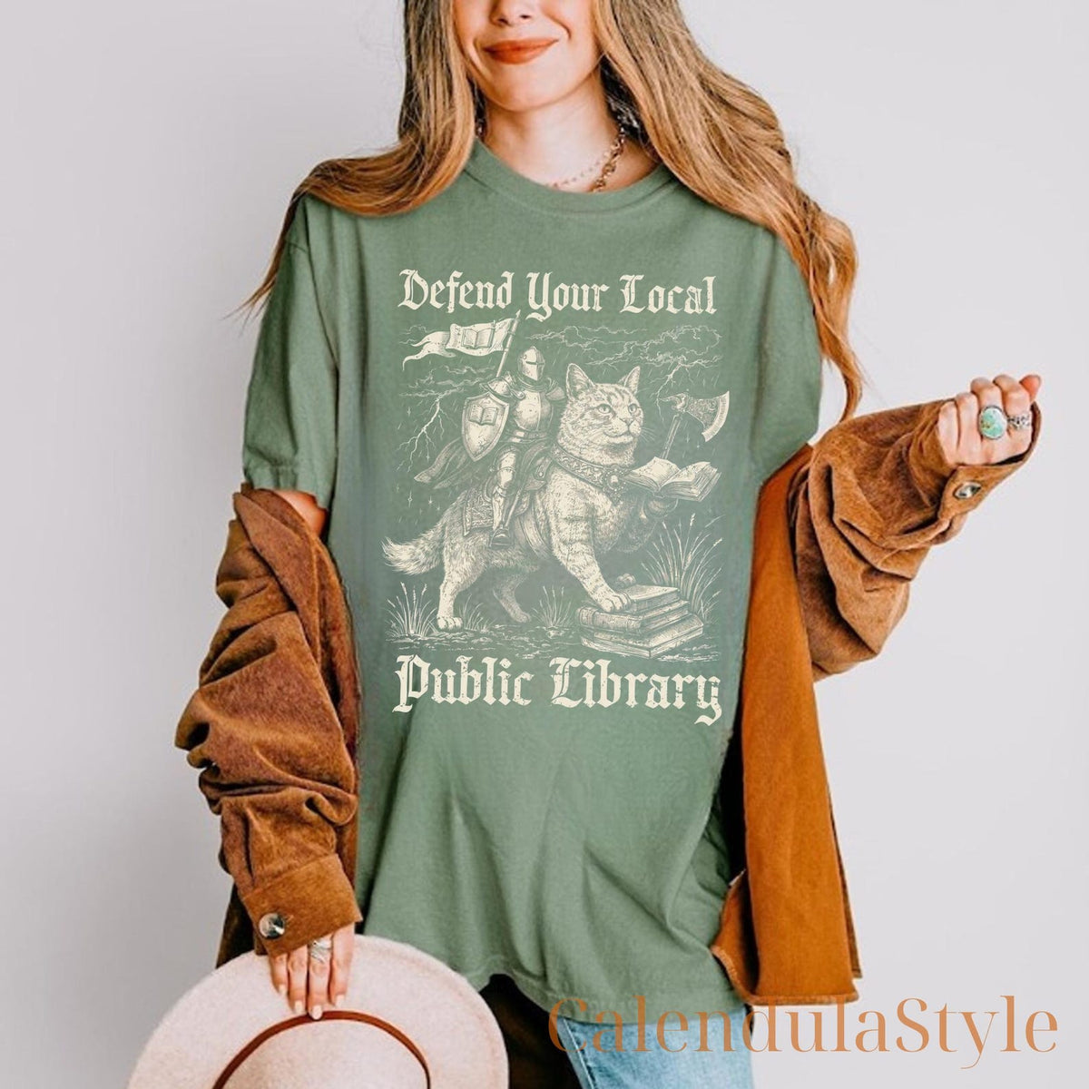 Defend Your Local Public Library Shirt, Support Your Local Library Shirt, Book Lover Gift, Knight And Black Cat, Reading Librarian Gift