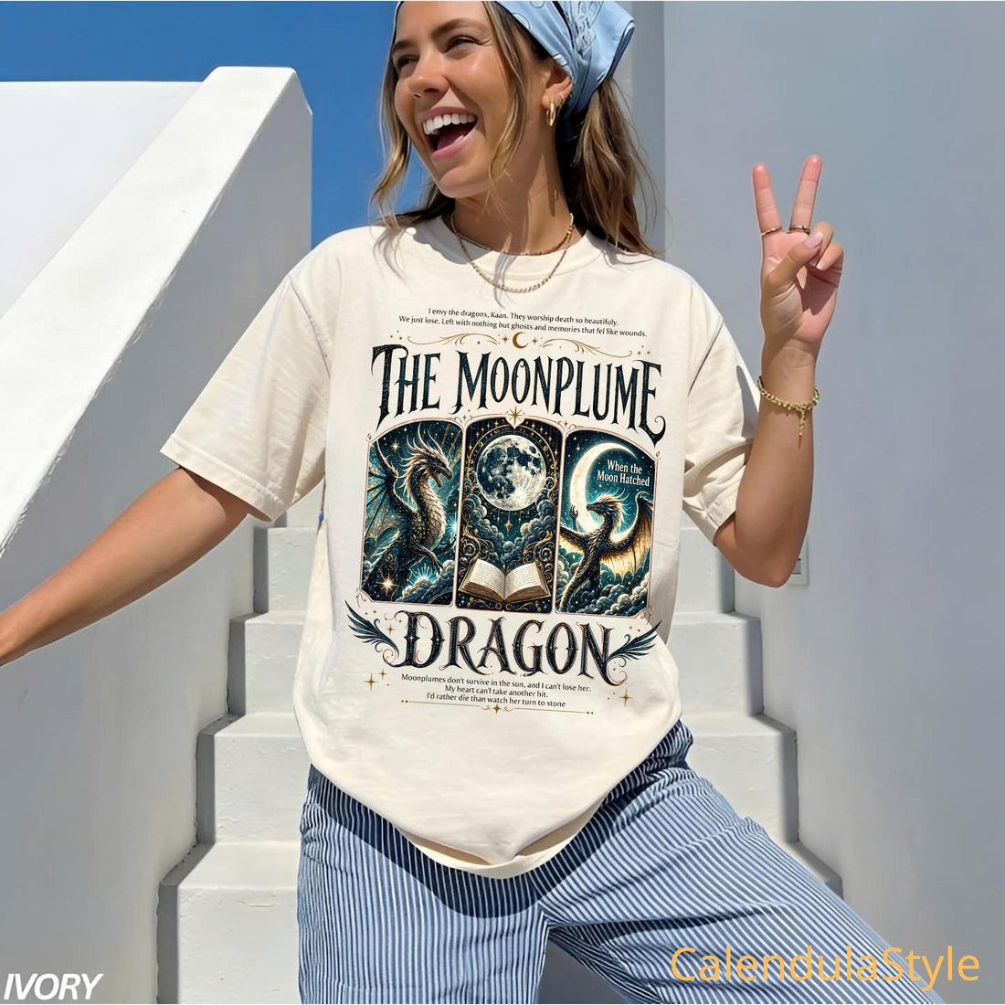 The Moonplume Dragon Shirt, Ethereal Lunar Dragon Tee, Moon and Dragon Fantasy Book Shirt, Bookish Witchy Vibes, Romantasy Dragon Bookish