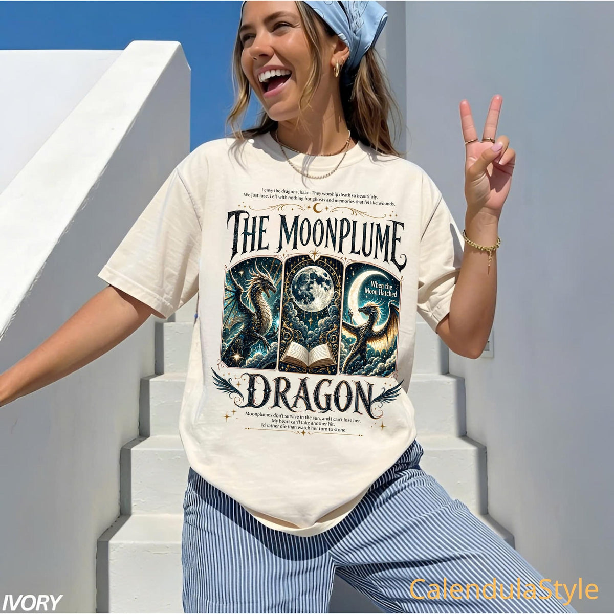 The Moonplume Dragon Shirt, Ethereal Lunar Dragon Tee, Moon and Dragon Fantasy Book Shirt, Bookish Witchy Vibes, Romantasy Dragon Bookish