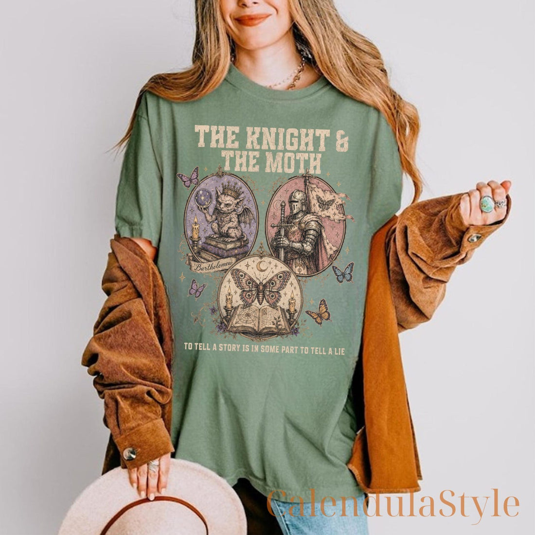 Bartholomew Knight And Moth Shirt, The Knight And The Moth Shirt, Inspirational Gargoyle T-Shirt, Moon and Moth Reader Top, Book Lover Gift