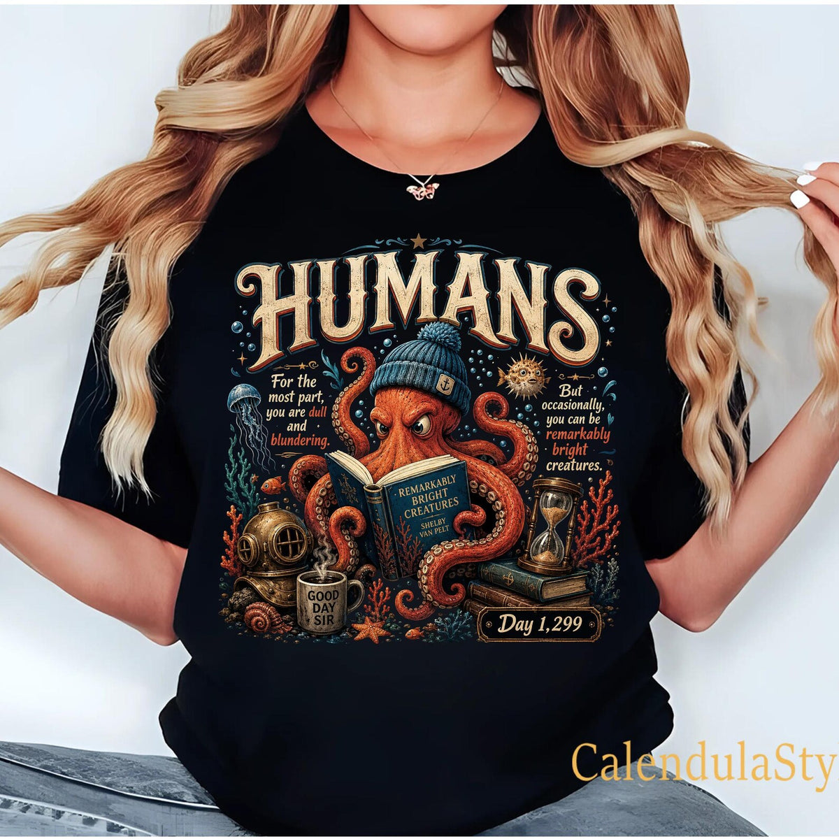 Marcellus Octopus Shirt, Remarkably Bright Creatures Inspired Crewneck, Coastal Book Club, BookTok Reader Gift, Book Lover Tshirt