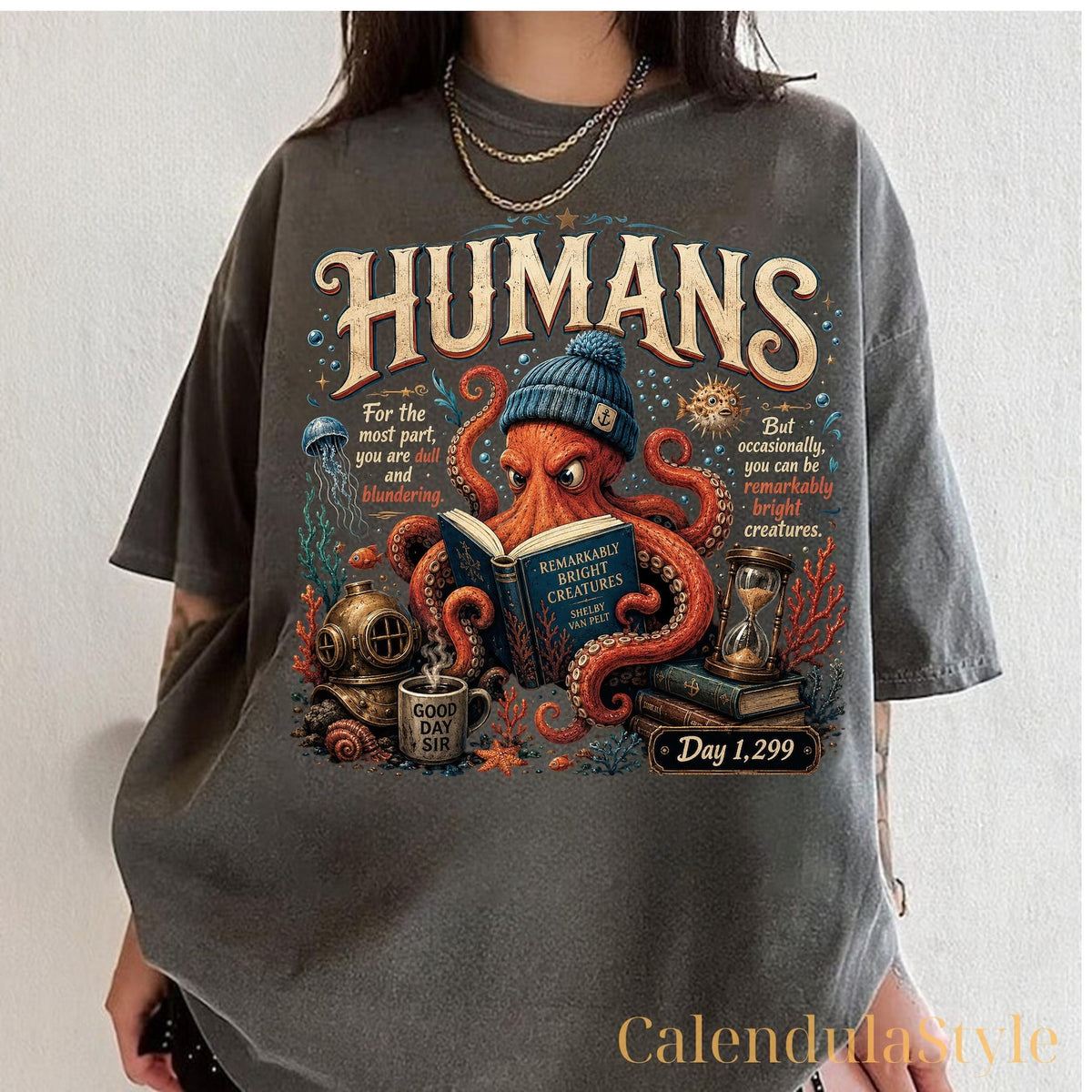 Marcellus Octopus Shirt, Remarkably Bright Creatures Inspired Crewneck, Coastal Book Club, BookTok Reader Gift, Book Lover Tshirt