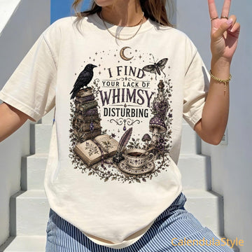 I Find Your Lack of Whims Disturbing Shirt, Crow And Mushroom Shirt, Funny Gothic Crow Shirt, Quirky Gothic Design, Whimsy Graphic Tee