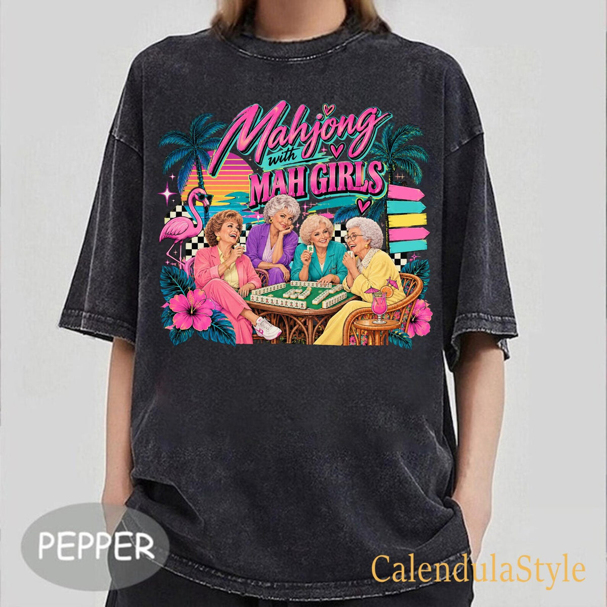90s Mahj Neon Tee, Mahjong With Mah Girls, Funny Golden Girls Comfort Color Shirt, Mahjong Lover Shirt, Mahjong Game Lover