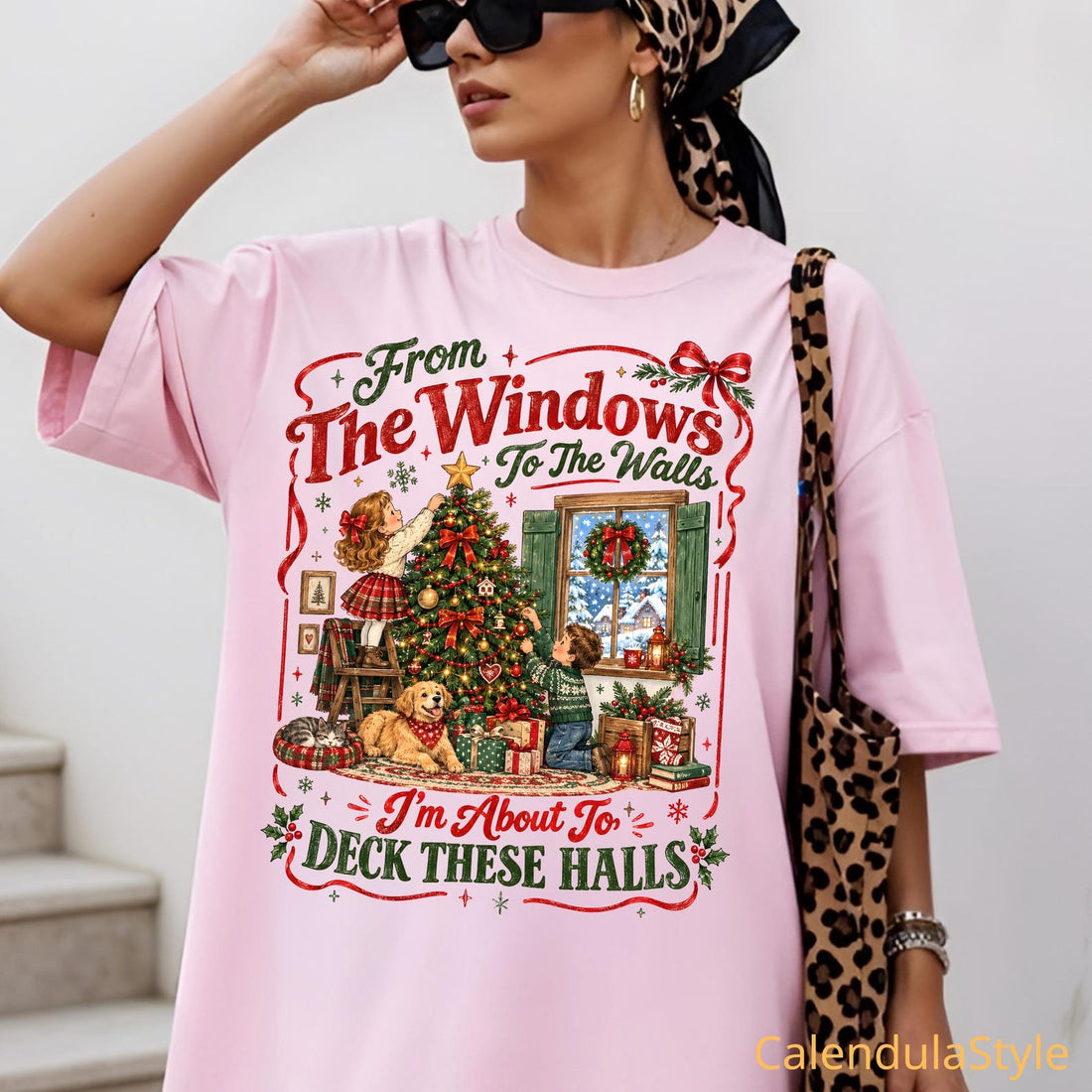 Deck Holly Holiday Tee, From Window To The Walls I'm About To Deck These Halls, Christmas Comfort Colors Shirt, Vintage Family Xmas T-Shirt