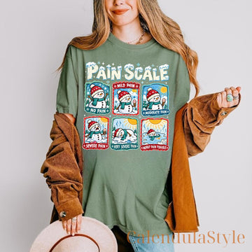 Christmas Pain Scale Shirt, Funny Snowman Nurse Tee, Pediatric Nursing Holiday, RN Christmas Shirt, Healthcare Worker Gift, ER Nurse Holiday