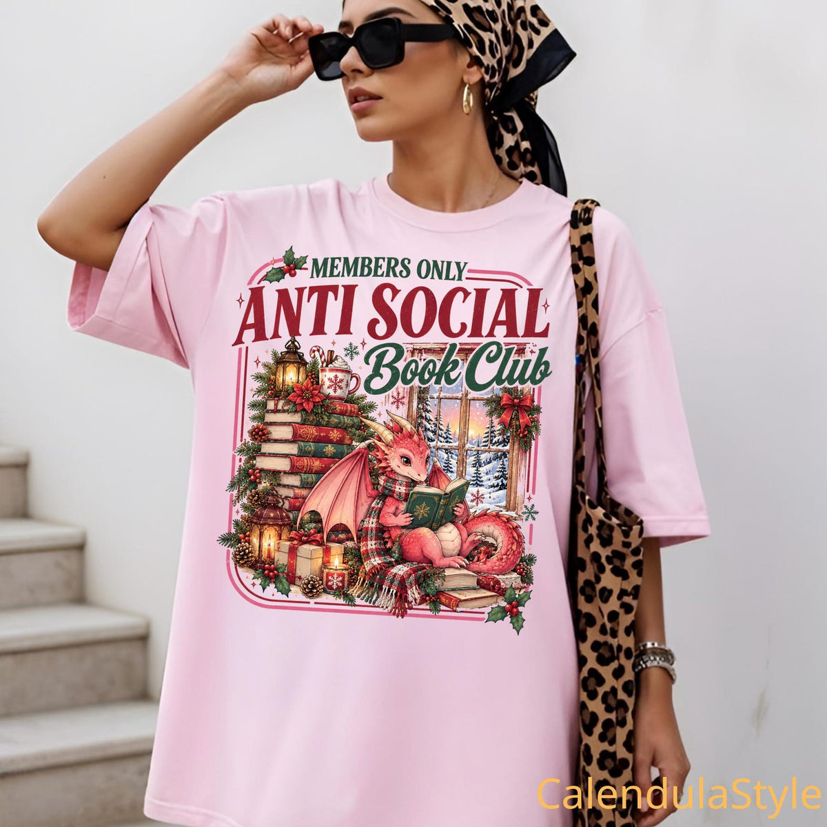 Anti Social Book Club Shirt, Christmas Dragon Bookish Tee, Cozy Reader Christmas Shirt, All Booked For Christmas, Seasons Reading Xmas Shirt