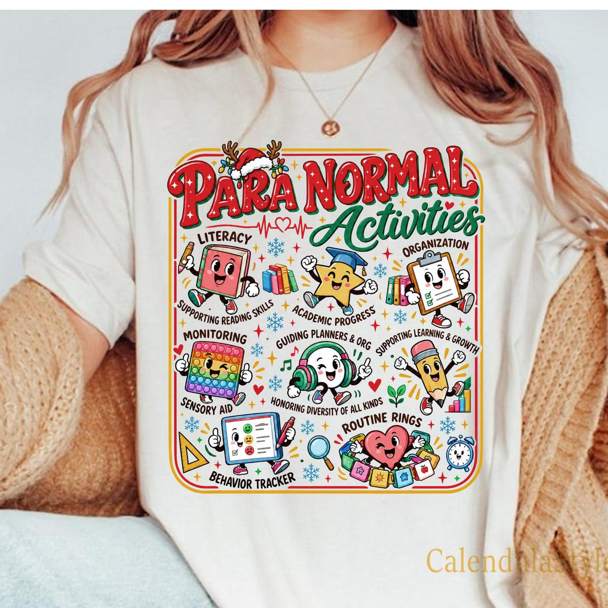 Paraprofessional Christmas Shirt, Funny Holiday Sped Team Tee, Para Normal Activities Tshirt, Holiday Teacher Aide Presents