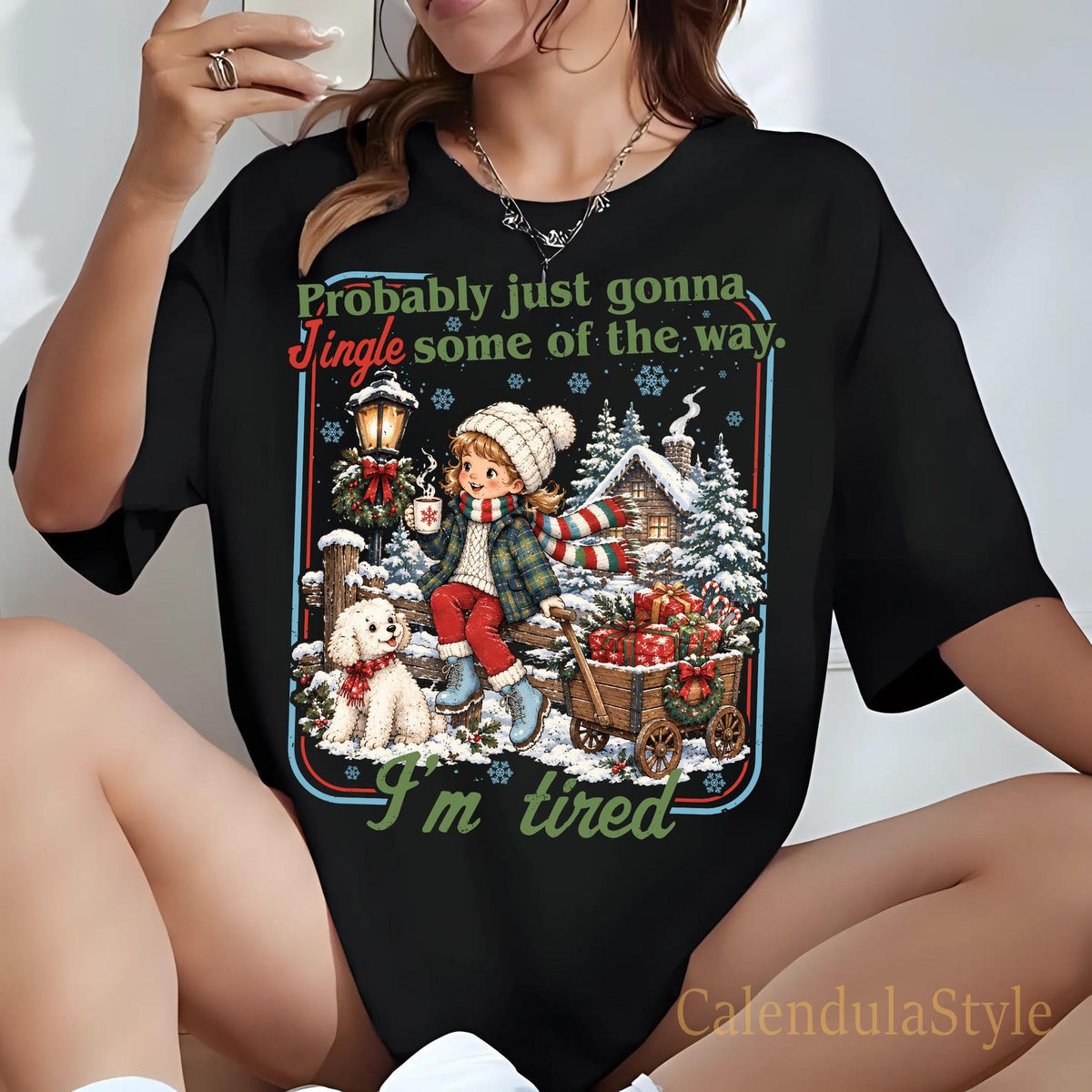 Christmas Jingle Song Tee, Probably Just Gonna Jingle Tired Shirt, Xmas Humor Gift, Tired Holiday Humor Shirt, Cozy Winter Gift